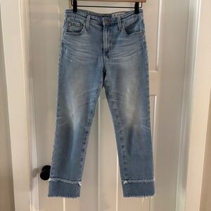 AG Adriano Goldschmied Denim Jeans Womens Light Wash Frayed Hem Cropped